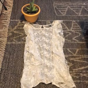 Lace Tunic style ruffle tank with ruffle detailing